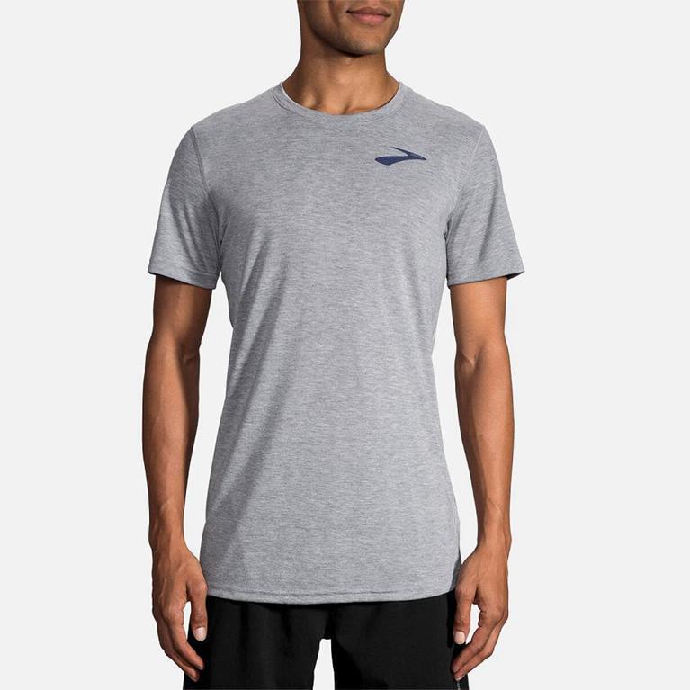 Brooks Men's Distance Graphic Short Sleeve Running Shirt - Grey (IPNR53942)